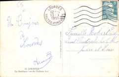 CPA Lourdes La Basilique vue du Chateau Fort 