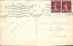 CPA Lourdes vue d'ensemble sur la Basilique et le Calvaire prise du Chateau Fort 