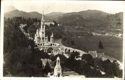 CPA Lourdes La Basilique et le Monument Interallie vues du Chateau Fort 