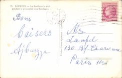 CPA Lourdes La Basilique la nuit pendant la procession aux flambeaux 