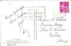 CPA Centenaire des Appartions de Notre Dame de Lourdes 1858 1958 La Basilique la Grotte Miraculeuse 