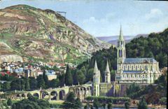 CPA Lourdes La Basilique et le Pic du Jer 