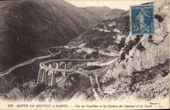 CPA Route de Menton a Sospel Vue sur Castillon et les Viaducs du Caramel et du Caret 