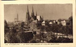 CPA Strasbourg Le pont des Vosses et l'Eglise Saint Paul 