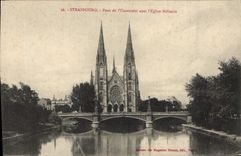 CPA Strasbourg Pont de l'Univeraite avec l'Eglise Militaire 