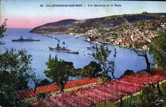 CPA Villefranche sur Mer Vue generale et la Rade 