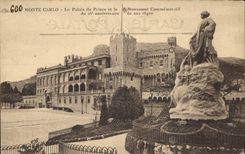 CPA Monte Carlo le Palais du prince et le Monument Commemoratif du 25 anniversaire de son regne 