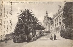 CPA Monte Carlo le Theatre Casino entre les Palmiers 