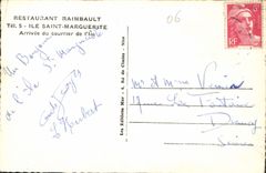 CPA Restaurant Raimbault Ile Saint Marguerite Arrivee du courrier de l'Ile 