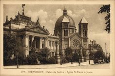 CPA Strasbourg Palais de Justice Eglise St Pierre le Jeune 