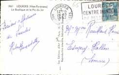 CPA Lourdes Htes Pyrenees La Basilique et le Pic du Jer 