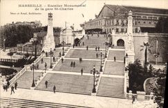 CPA Marseille Escalier Monumental de la gare St Charles 
