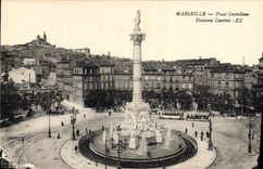 CPA Marseille Place Castellane fontaine Cantini 