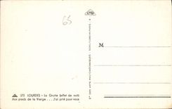 CPA Lourdes la Grotte effet de nuit aux pieds de la Vierge j'ai prie pour vous 