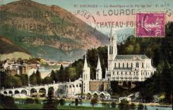 CPA Lourdes La Basilique et le Pic du Jer 