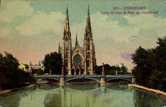 CPA Strasbourg Eglise St Paul et Pont de l'Universite 