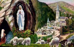 CPA Lourdes la Basilique et l'Apparition 