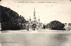 CPA Lourdes Hautes Pyrenees La Basilique et le Rosaire 