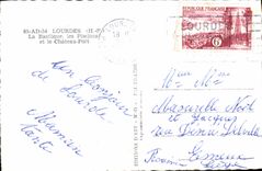 CPA Lourdes H P la Basilique les Piscines et le Chateau Fort 