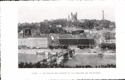 CPA Lyon Le Palais de Justice et la Colline de Fourviere 