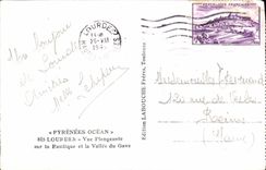 CPA Pyrenees Ocean Lourdes Vue Plongeante sur la Basilique et la Vallee du Gave 