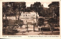CPA Bagnoles de l'Orne le Casino du Lac Bluysen arch vu du Grand Hotel 