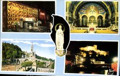 CPA Lourdes Hautes Pyrenees la Basilique Souterraine St Pie X la Chapelle Pax Christi la Basilique I