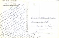 CPA Paris et ses Merveilles la Tour Eiffel vue du Palais de Chaillot 