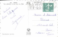 CPA Vevey vue generale et les Dents du Midi 