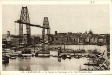 CPA Marseille Le Bassin de Carenage et le Pont Transbordeur 