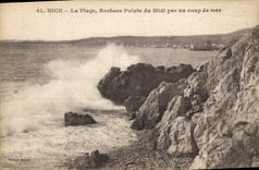 CPA Nice La Plage Rochers Pointe du Midi par un coup de mer 