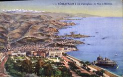 CPA Cote d'Azur a vol d'aeroplane de Nice a Menton 