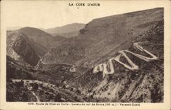 CPA La Cote d'Azur Route de Nice en Italie Lacets du Col de Braus Versant Ouest 