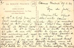 CPA Cote d'Azur Cannes Alpes Maritimes la Plage et le Mont Chevalier 