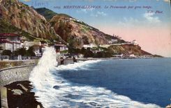 CPA Menton Garavan la Promenade par gros temps 