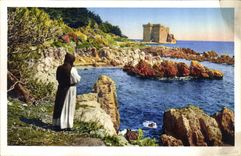CPA Ile Saint Honorat Monastere Fortifie et recifs 