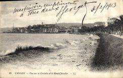 CPA Cannes vue sur la croisette et le Mont Chevalier 
