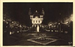 CPA Monte Carlo la nuit le Casino et les Jardins 
