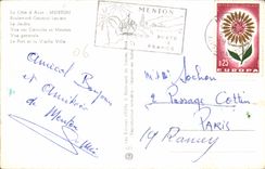 CPA La Cote d'Azur Menton Boulevard General Laciere Le Jardin Vue sur Carnotes et Menton Vue general