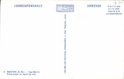 CPA Menton A M Cap Martin Promenade au bord de Mer 