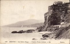 CPA Menton Les Rochers rouges Frontiere Franco Italienne 