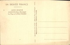 CPA La Douce France Cote d'Azur Cannes Alpes Maritimes La Plage et le Mont Chevalier 