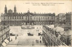 CPA Nancy Place Stanislas Hotel de Ville et Cathedrale 