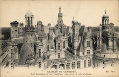CPA Chateau de Chambord Les Terrasses et les Combles vue prise a vol d'oiseau 