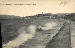 CPA Cannes La Plage par un coup de Mer 