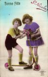 CPA Bonne Fete Enfants Trotinnette