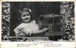 CPA La Cage de Lili Enfant Oiseau