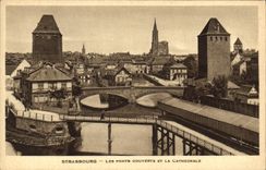 CPA Strasbourg Les Ponts Couverts et la Cathedrale 