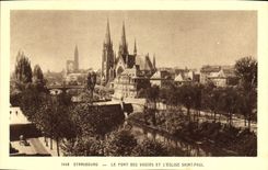 CPA Strasbourg Le Pont des Vosges et l'Eglise Saint Paul 