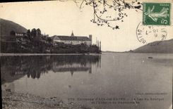 CPA Environs d'Aix les Bains Le Lac du Bourget et l'Abbaye de Hautecombe 